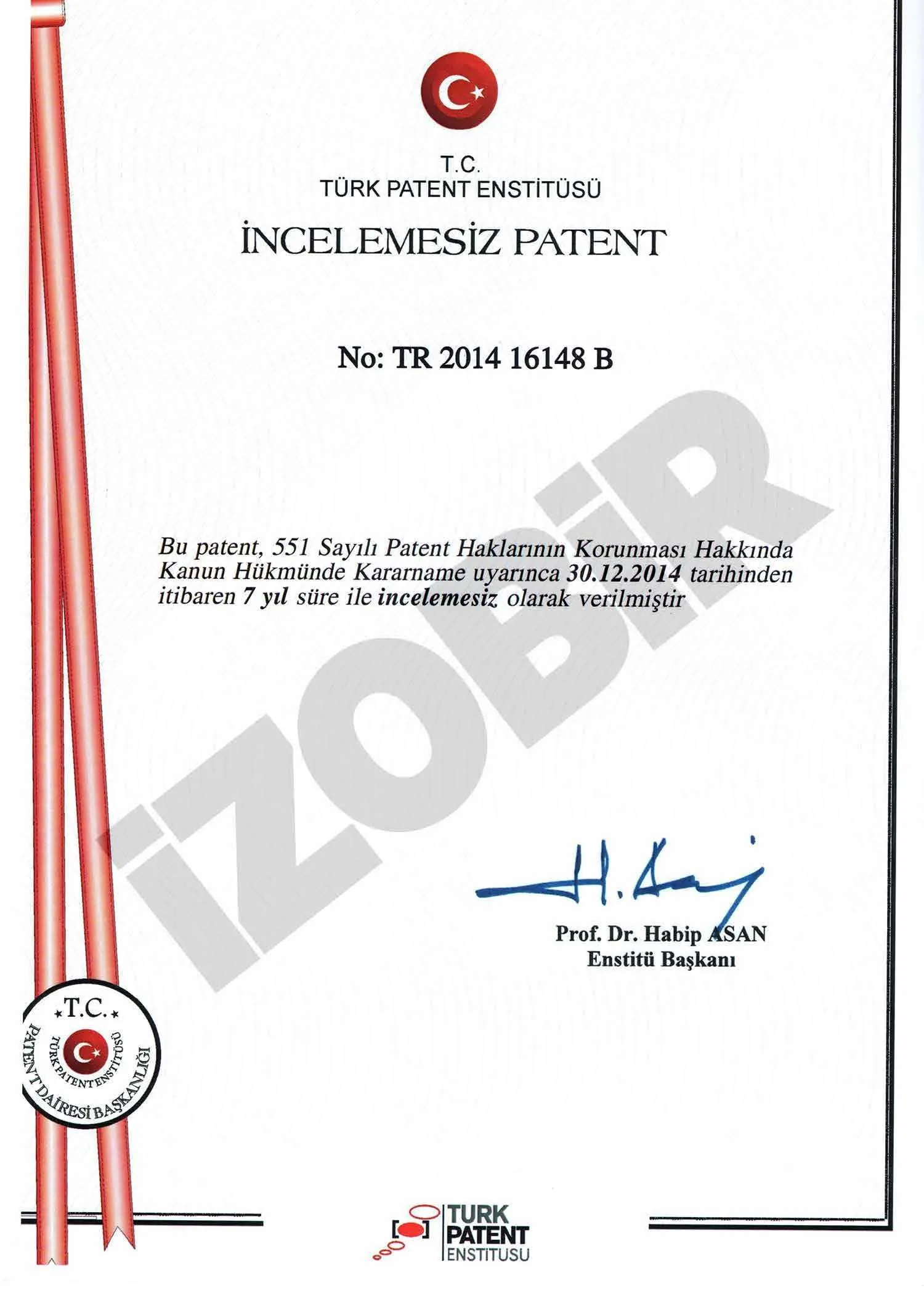 İncelemesiz Patent — belge görseli